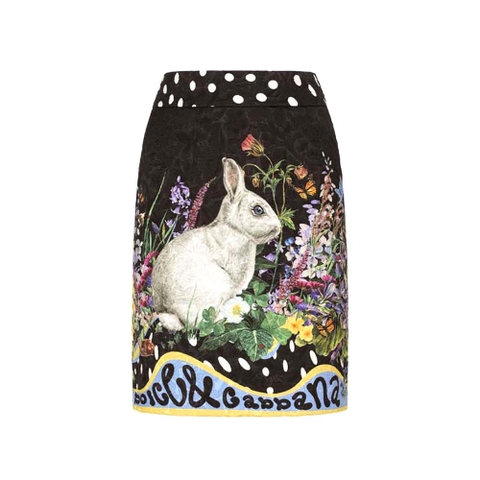 Chân váy Dolce Gabbana D&G Rabbit-Print Brocade Miniskirt