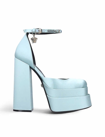 GIÀY VERSACE Medusa Aevitas embellished satin platform sandals