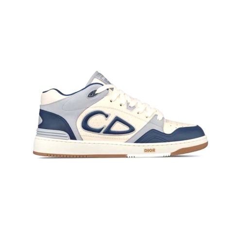 GIÀY DIOR B57 Mid-Top Sneaker Navy Blue and Cream Smooth Calfskin with Gray Suede