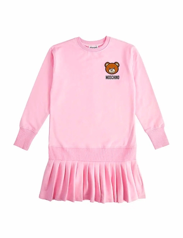 ÁO MOSCHINO Mini Bear logo-print stretch-cotton-jersey dress 4-14 years