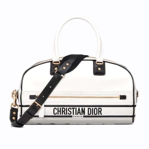 TÚI Dior Women Medium Dior Vibe Zip Bowling Bag White Smooth Calfskin