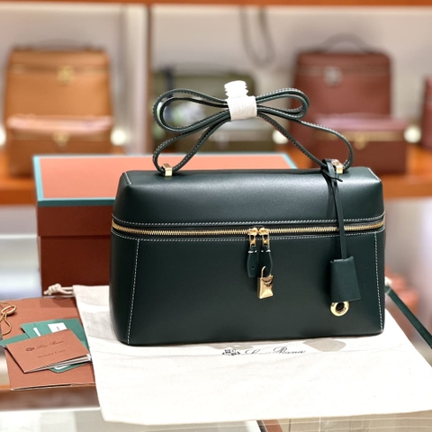 TÚI Loro Piana Women Loro Piana Extra Pocket bằng da bê màu xanh Olive 27