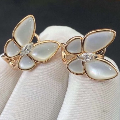 KHUYÊN TAI VAN CLEEF & ARPELS ALHAMBRA M.O.P BUTTERFLY GOLD 18K YELLOW GOLD