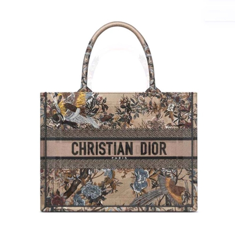 TÚI Dior Women Medium Dior Book Tote Beige Multicolor Dior Jardin d’Hiver Embroidery