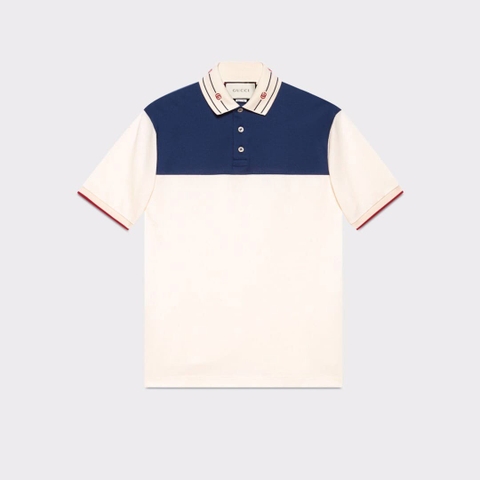 ÁO GUCCI GG POLO SHIRT MÀU XANH TRẮNG UNISEX