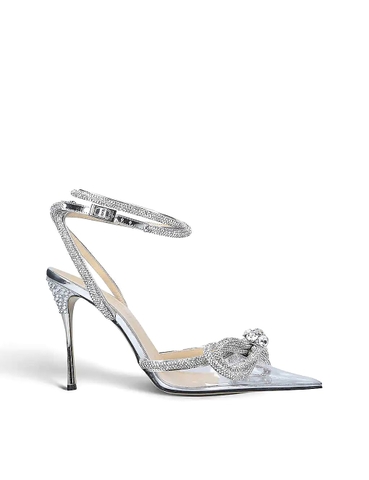 GIÀY MACH & MACH Double Bow crystal-embellished PVC heeled sandals