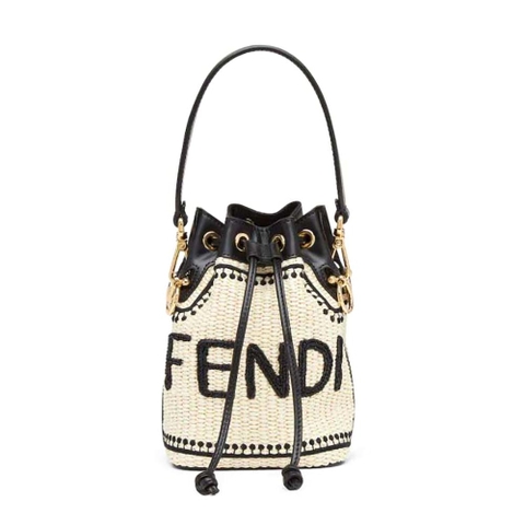 TÚI Fendi Women Mon Tresor Beige and Black Straw Mini Bag