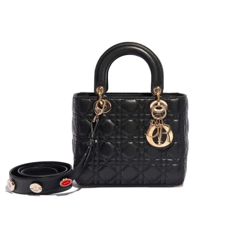 TÚI DIOR Lady Small Lamb Black
