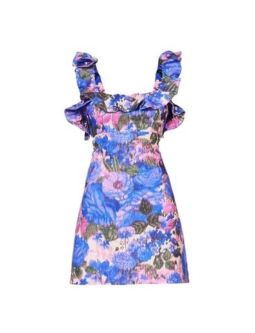VÁY ZIMMERMANN Frill-trim floral-print linen mini dress