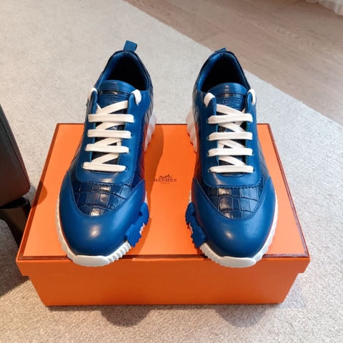 GIÀY HERMES BOUNCING SNEAKER LOW SPORTS EMBOSSED CROC BLUE