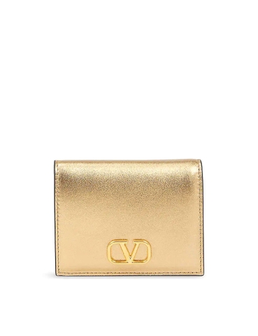 VÍ VALENTINO GARAVANIVLOGO-plaque metallic leather wallet