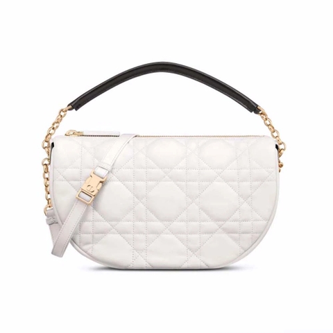 TÚI Dior Women Medium Dior Vibe Hobo Bag White Cannage Lambskin