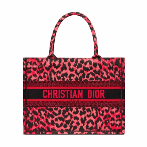 TÚI Dior Women Small Dior Book Tote Raspberry Pop Mizza Embroidery