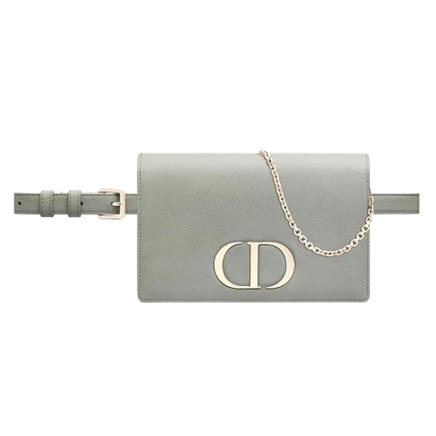 TÚI Dior Women 30 Montaigne Pouch Stone Grained Calfskin-Silver
