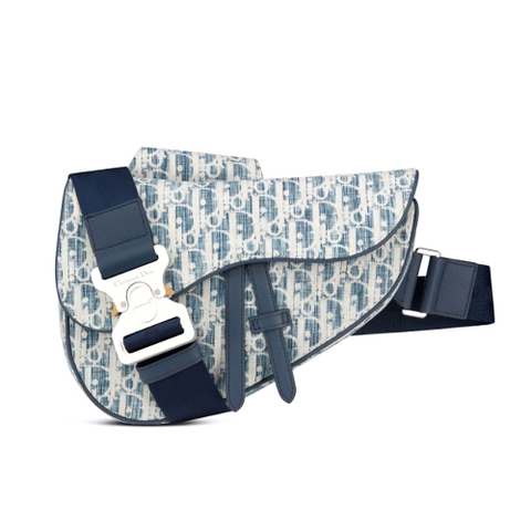 TÚI Dior Saddle bag Blue Dior Oblique Kasuri jacquard