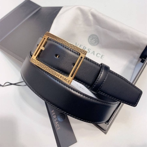 DÂY LƯNG VERSACE MEDUSA GRECA PLATED CALFSKIN LEATHER Khóa vàng