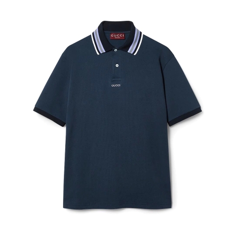 ÁO GUCCI GG POLO SHIRT MÀU XANH ĐẬM UNISEX