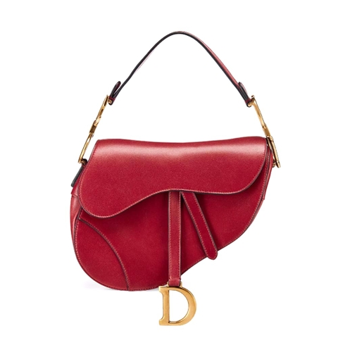 TÚI Dior Women Saddle Bag in Red Calfskin