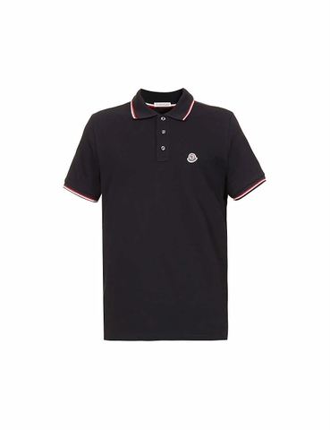 ÁO MONCLER Logo-embroidered ribbed cotton-piqué polo shirt