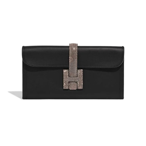 TÚI Hermès Jige Clutch Salvator Lizard Swift Ombré Black