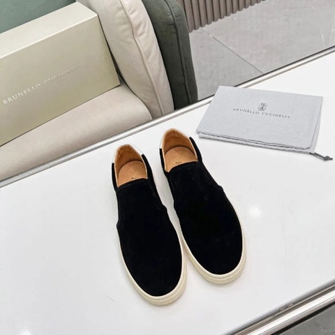 GIÀY BRUNELLO CUCINELLI Suede Brown Slip on shoes