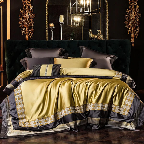 BỘ CHĂN GA GỐI Amarilla Embroidery Egyptian Cotton Duvet Cover Set