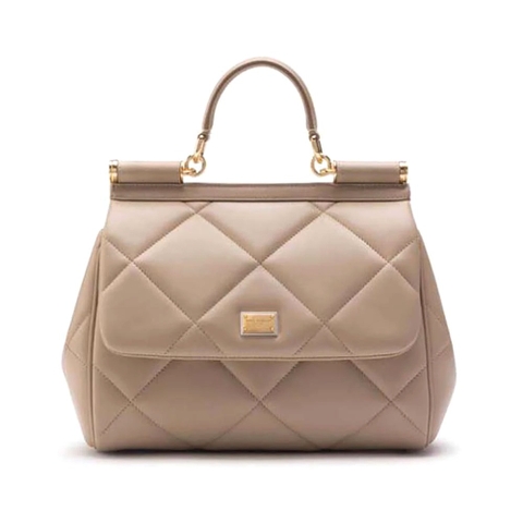 TÚI Dolce Gabbana D&G Women Medium Sicily Bag in Quilted Calfskin-Beige