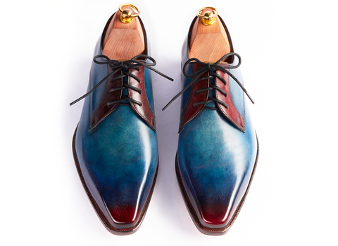 HENDERSON SHOES PERSONALIZATION BLUE AUTUMN PAINTING HANDCRAFTED SHOES