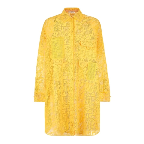 Váy Fendi Women Yellow Lace Oversized Shirt Dress