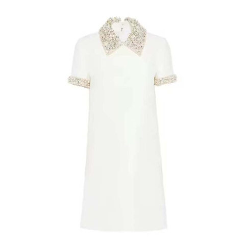 Váy Miu Miu Crystal-Embellished Shift Dress-White