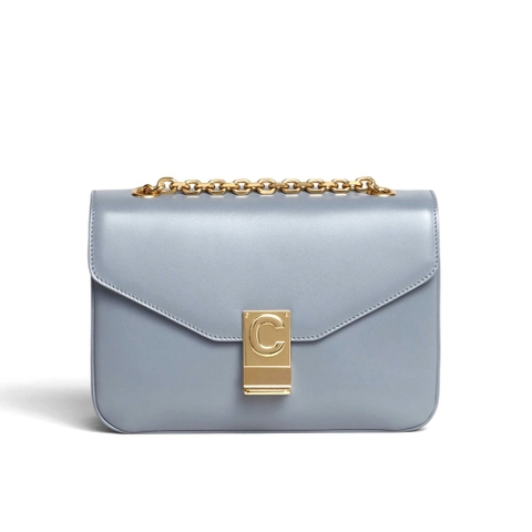 TÚI Celine Women Medium C Bag in Shiny Calfskin-Silver