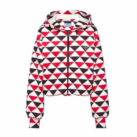 ÁO Prada Women Printed Jersey Hoodie-Red