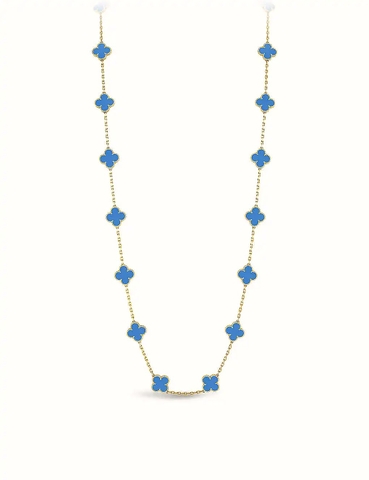 Dây chuyền VAN CLEEF & ARPELS Vintage Alhambra yellow gold and blue agate necklace 18K GOLD