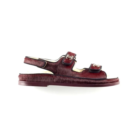 GIÀY CHANEL Calfskin & Suede Calfskin Burgundy & Black da chồn