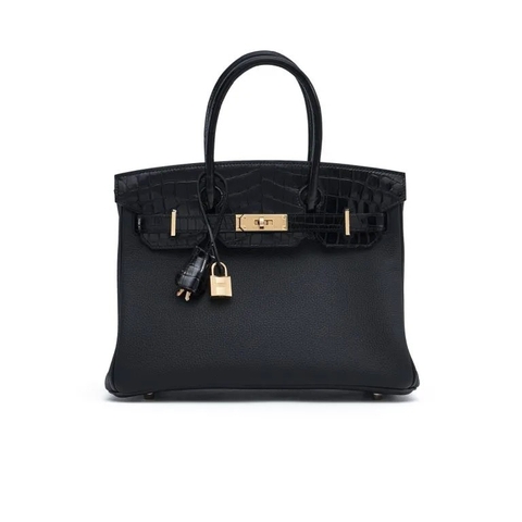 TÚI Hermès Birkin Touch 30 Niloticus Togo Black Gold Buckle khóa vàng