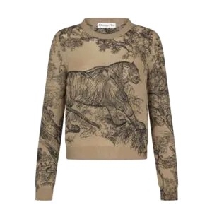 ÁO Dior Chez Moi Embroidered Sweater Hazelnut Cashmere