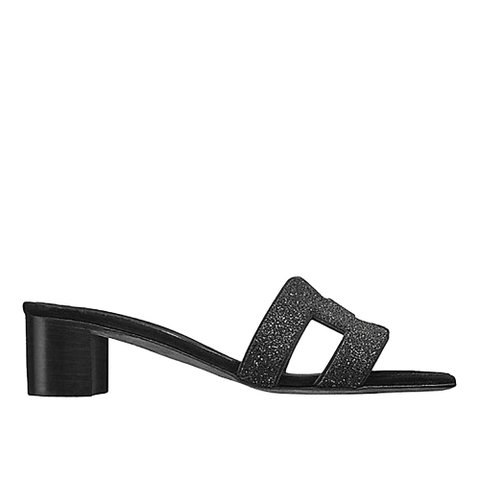 GIÀY Hermes Women Shoes Oasis sandal 50mm Heel-Black SS2022