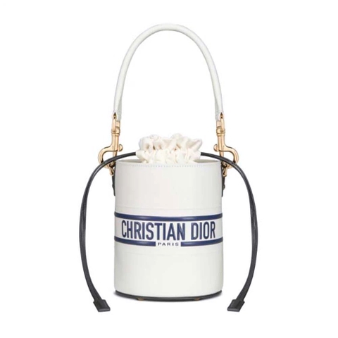 TÚI Dior Women Small Dior Vibe Bucket Bag White and Blue Smooth Calfskin