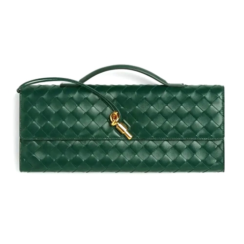 VÍ CẦM TAY BOTTEGA VENETA Women Long Clutch Andiamo With Handle-Emerald Green
