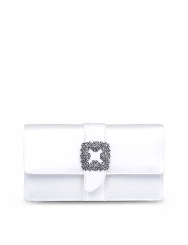 TÚI MANOLO BLAHNIK Capri crystal-embellished satin clutch