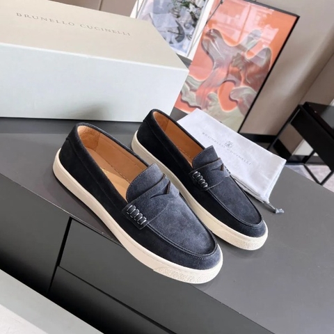 GIÀY BRUNELLO CUCINELLI Suede Navy loafer shoes