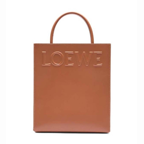 TÚI LOEWE Tote Standard A4 bằng da bê màu nâu đậm