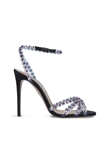GIÀY AQUAZZURA Tequila crystal-embellished leather heeled sandals