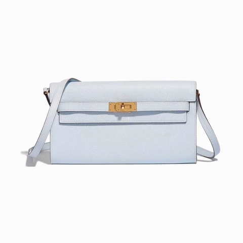 TÚI Hermès Kelly To Go Epsom Blue Brume Gold Buckle khóa vàng