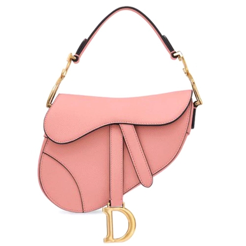 TÚI Dior Women Mini Saddle Bag in Calfskin-Pink
