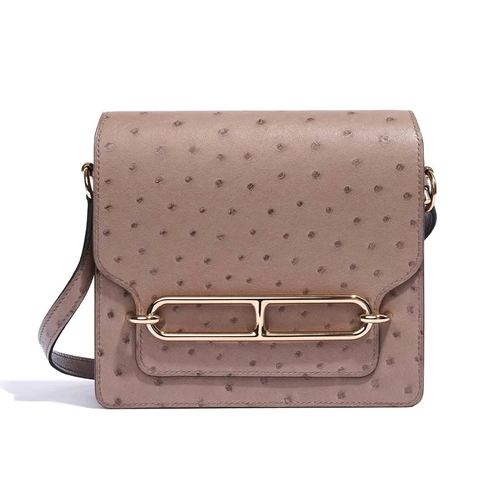 TÚI Hermès Roulis 18 Ostrich Gris Asphalte da đà điểu