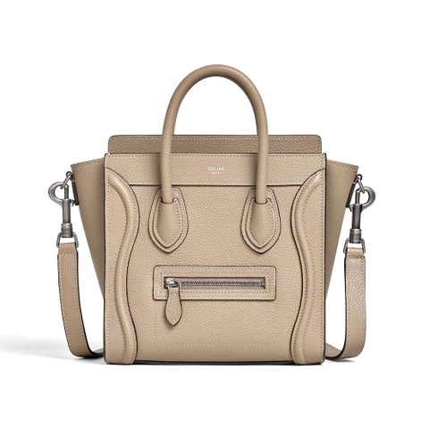 TÚI Celine Women Nano Luggage Bag in Drummed Calfskin-Sandy