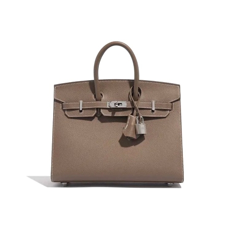TÚI Hermès Birkin 25 Epsom Etoupe Gold Buckle khóa trắng