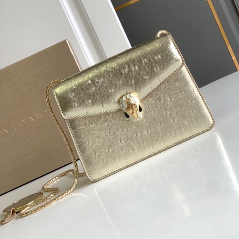 TÚI BULGARI SERPENTI FOREVER CALFSKIN OSTRICH GOLD HIGH CLASSY