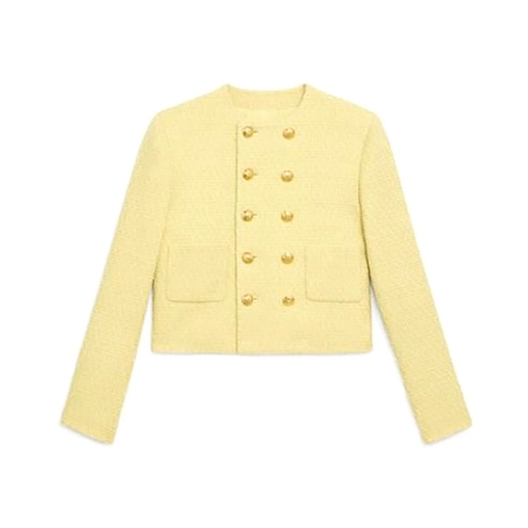 ÁO Celine Women Chasseur Jacket in Boucle Tweed-Yellow